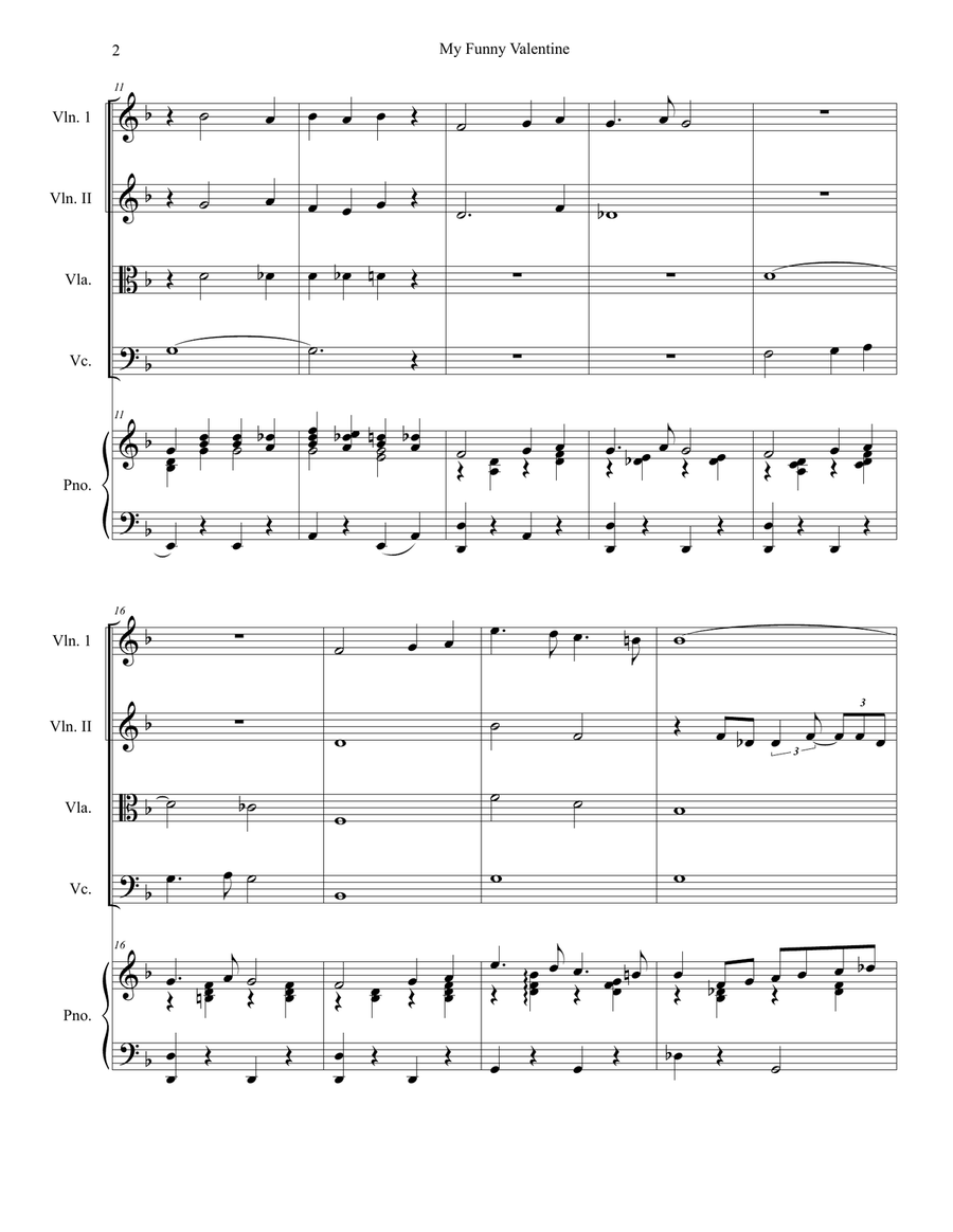My Funny Valentine Piano Quintet scores gallery preview page 2