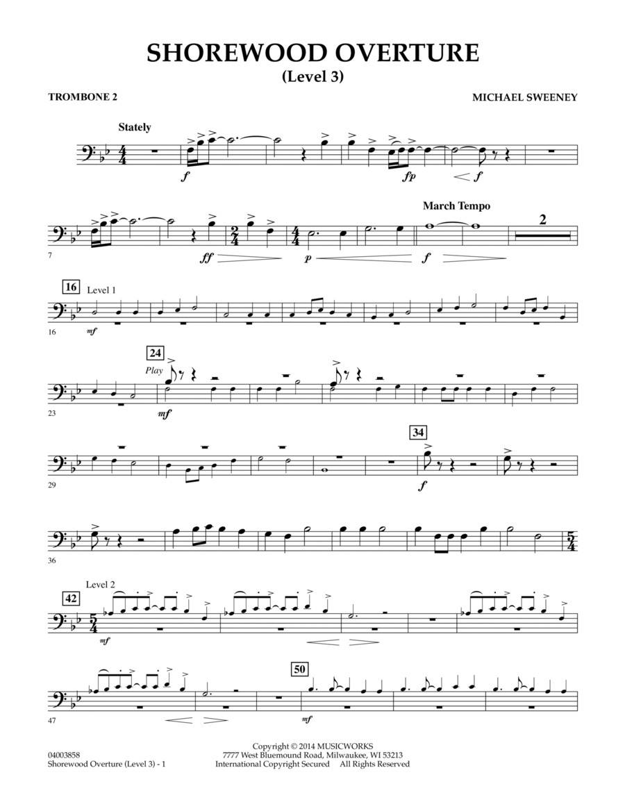 Shorewood Overture (for Multi-level Combined Bands) - Trombone 2 (Level 3)