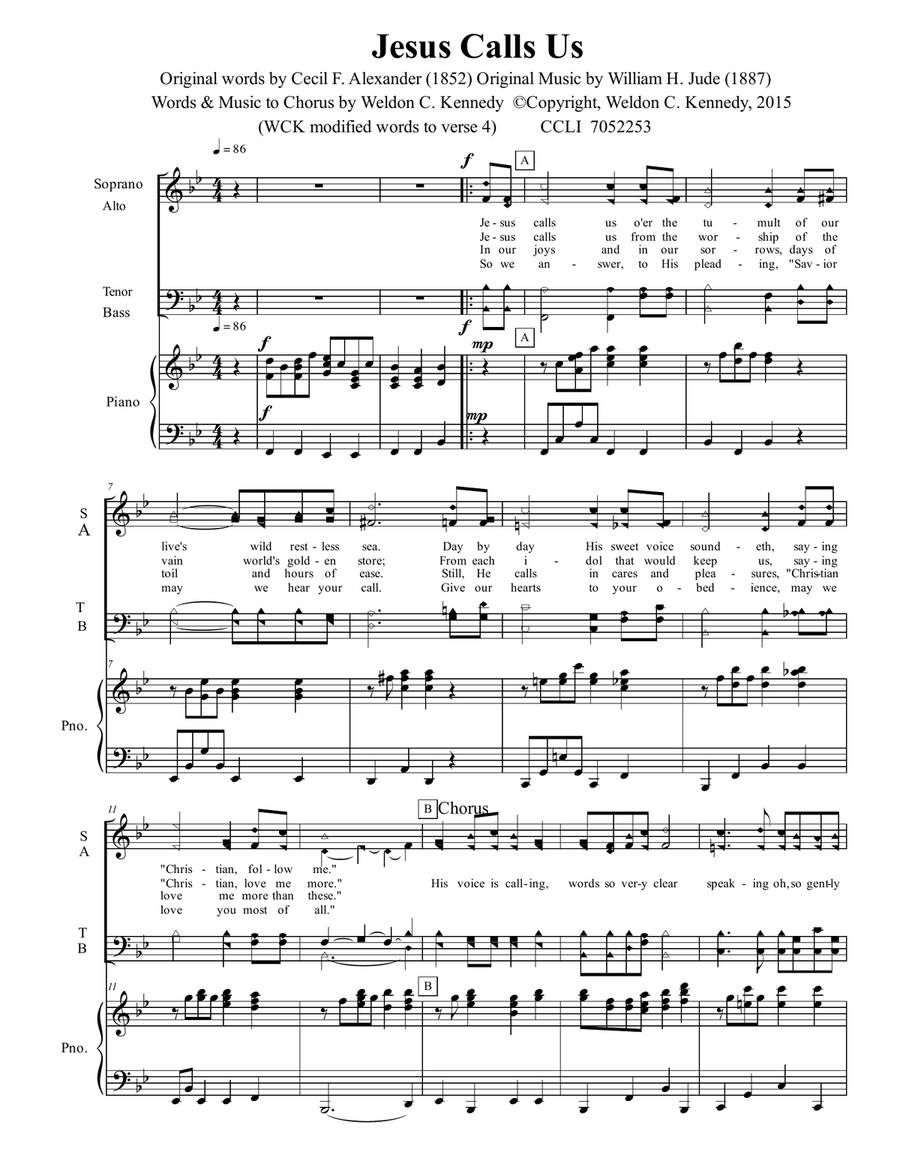 Jesus Calls Us Piano Solo scores gallery preview page 1