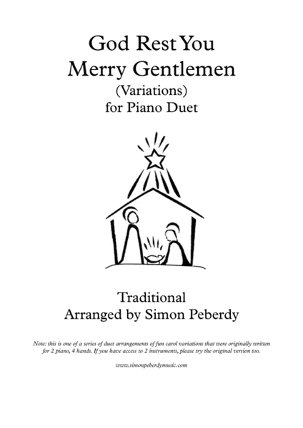 God Rest You Merry Gentlemen, Christmas Carol Variations for piano duet by Simon Peberdy image number null