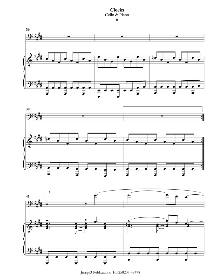 Clocks Piano scores gallery preview page 6