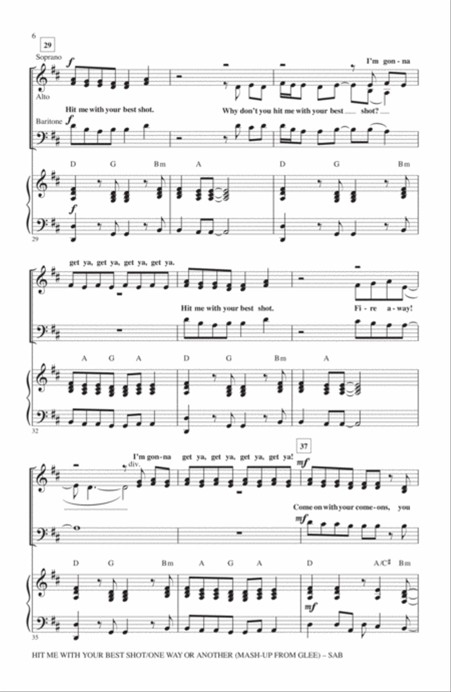 Hit Me With Your Best Shot / One Way Or Another 3-Part scores gallery preview page 5