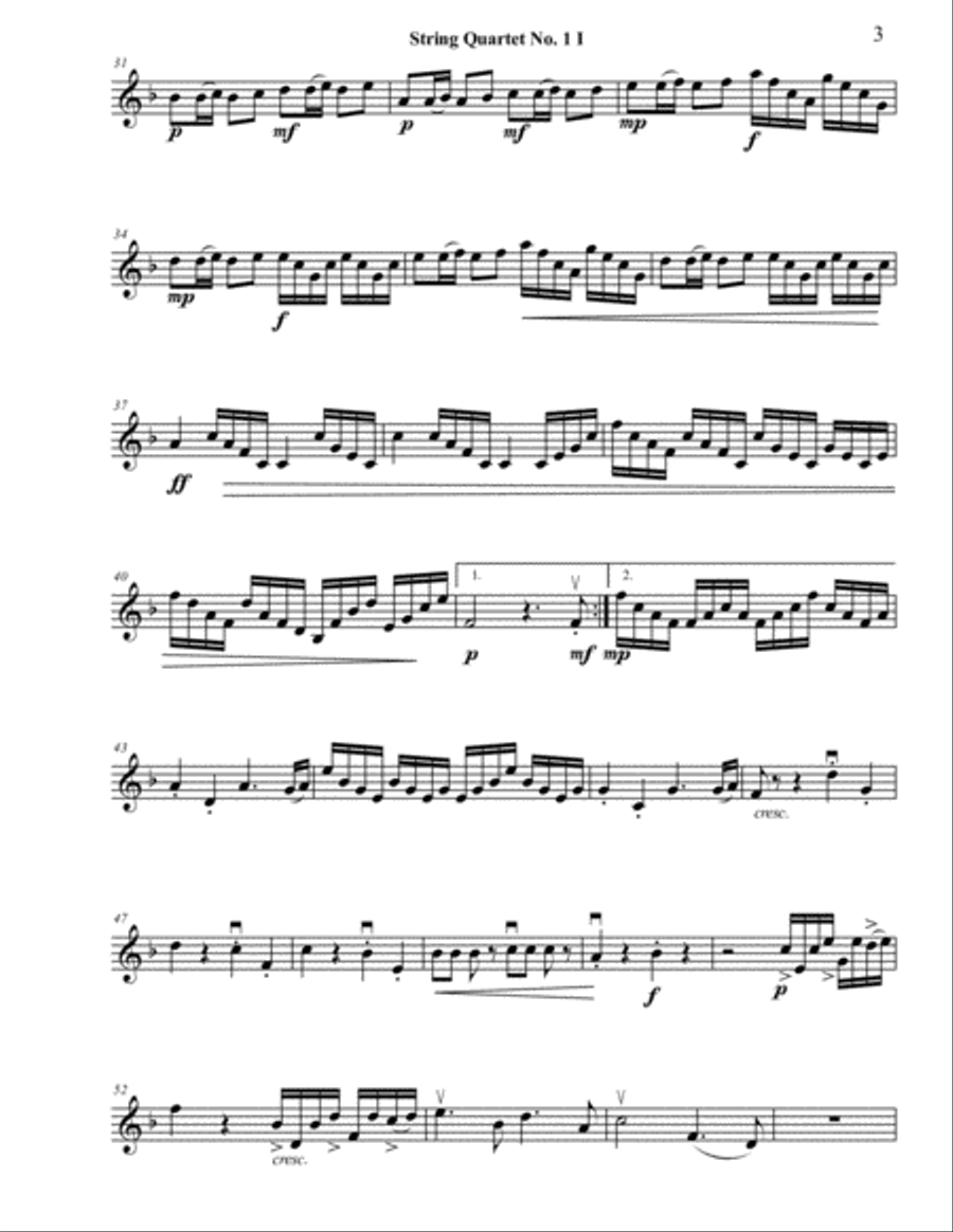 String Quartet 1 in D Minor - Second Violin String Quartet scores gallery preview page 3