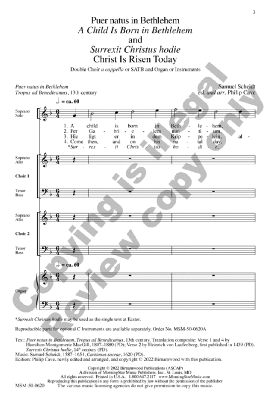 Puer natus in Bethlehem and Surrexit Christus hodie (Choral Score) 4-Part scores gallery preview page 3