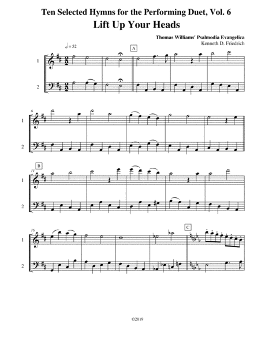 Ten Selected Hymns for the Performing Duet, Vol. 6 - violin and cello String Duet scores gallery preview page 1