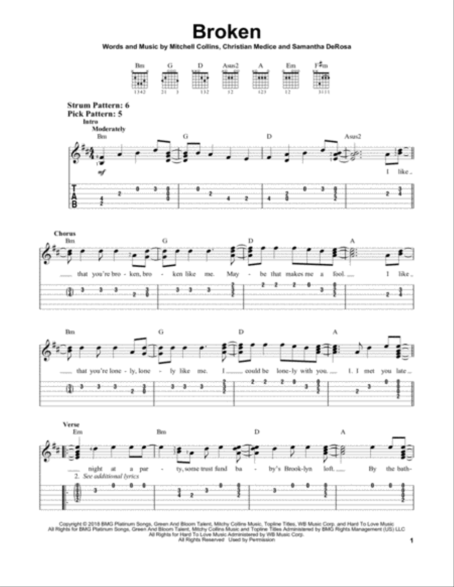 Broken Acoustic Guitar scores gallery preview page 1