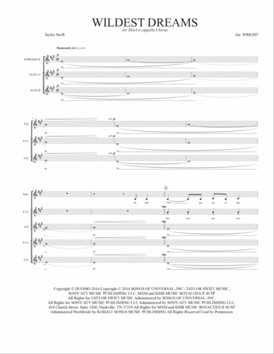 Wildest Dreams Wildest Dreams SSA scores gallery preview page 2