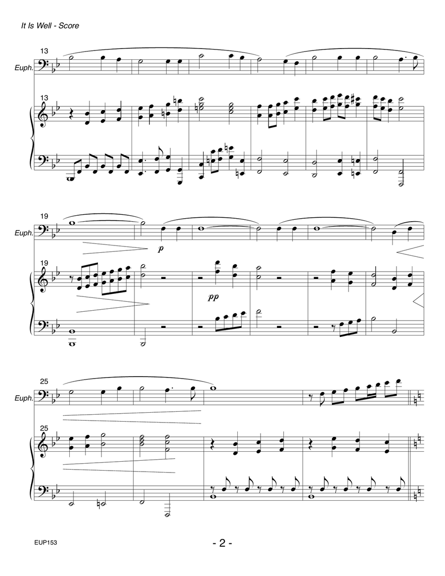 IT IS WELL WITH MY SOUL - EUPHONIUM (Trombone) SOLO with Piano Accompaniment Brass Duet scores gallery preview page 2
