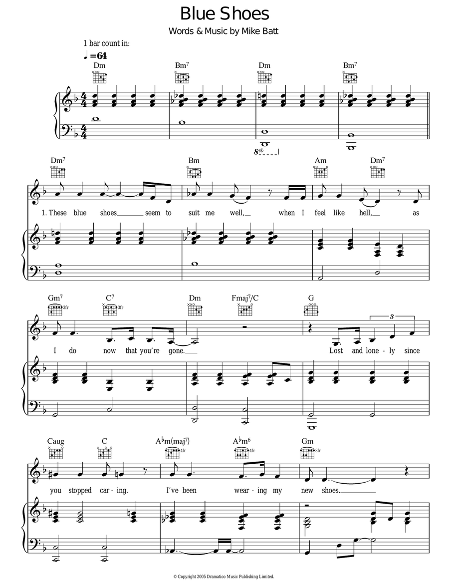 Blue Shoes Acoustic Guitar scores gallery preview page 1