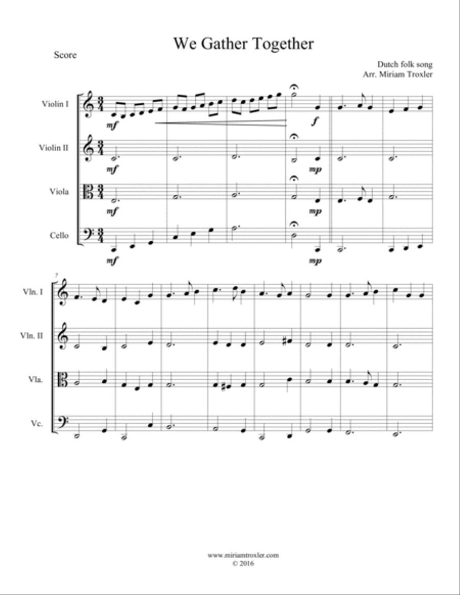 We Gather Together String Quartet scores gallery preview page 2