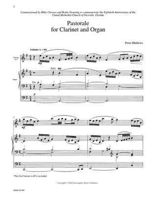 Pastorale for Clarinet and Organ