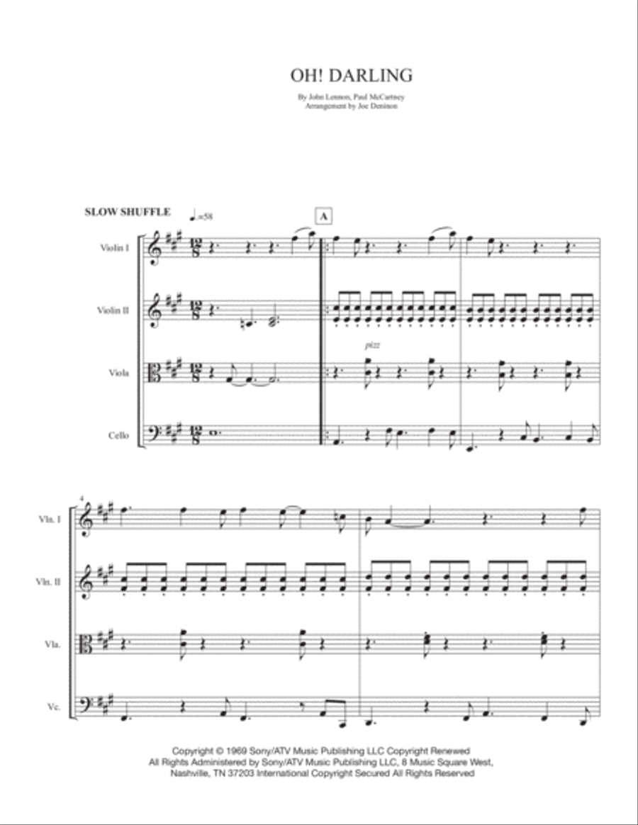 Oh! Darling String Quartet scores gallery preview page 1