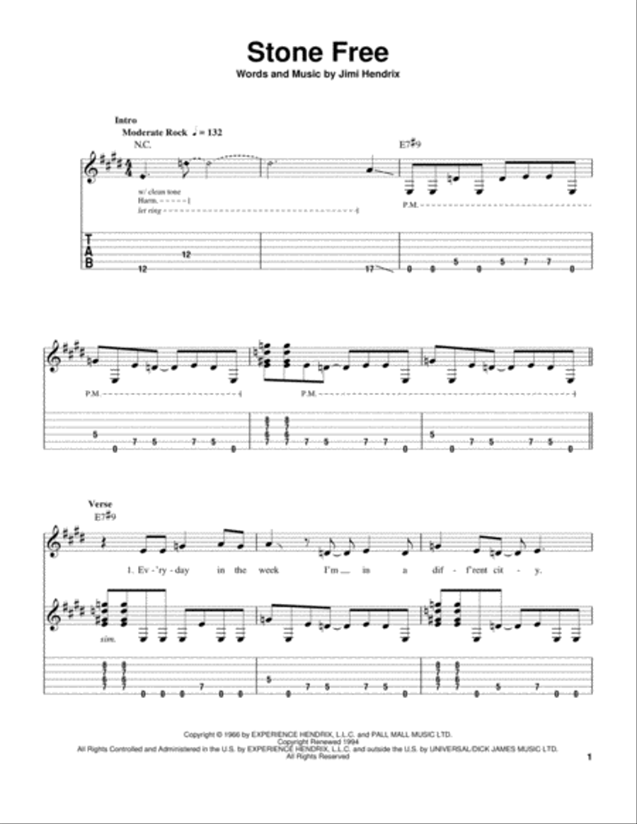 Stone Free Stone Free Acoustic Guitar scores gallery preview page 1