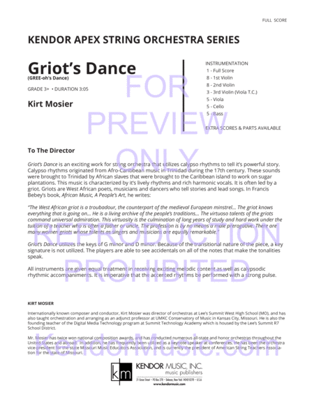 Griot's Dance (GREE-oh's Dance) (Full Score)