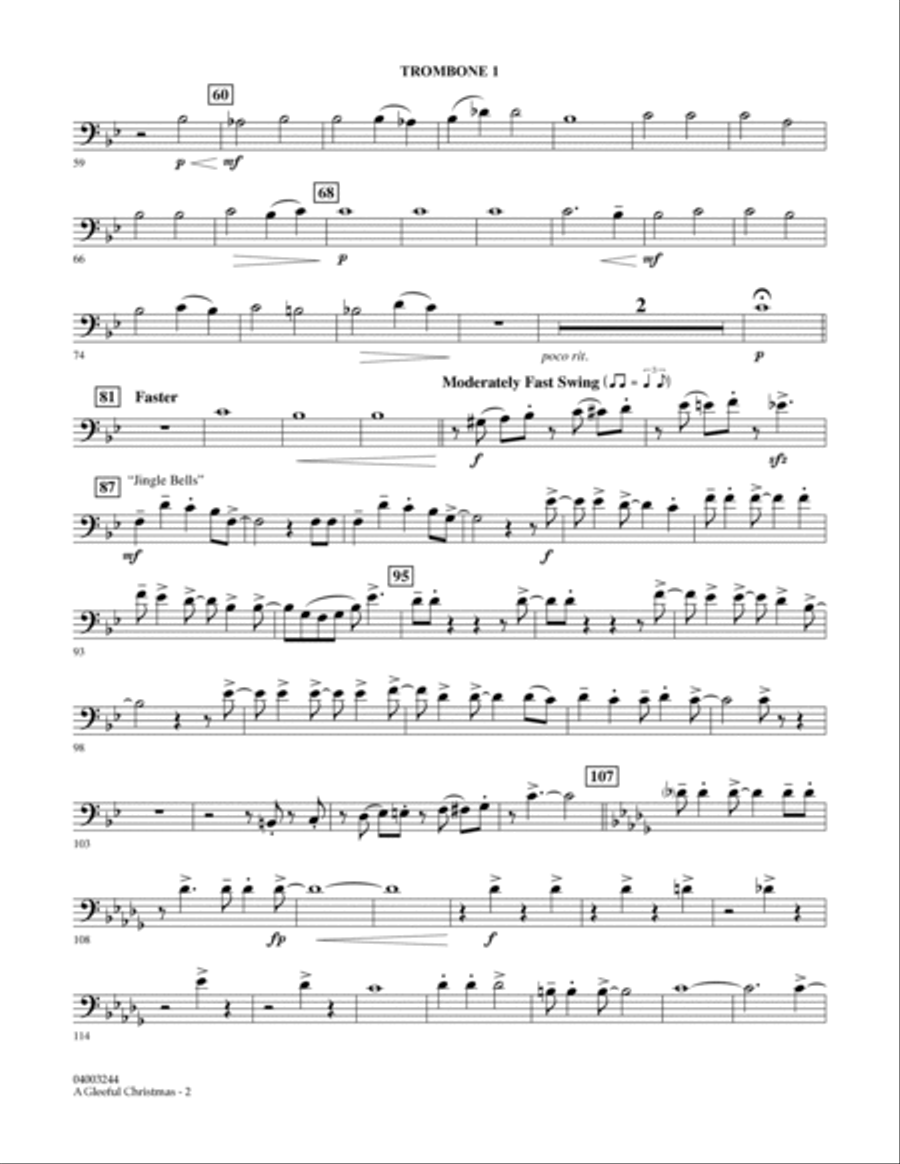 A Gleeful Christmas - Trombone 1 Concert Band scores gallery preview page 2