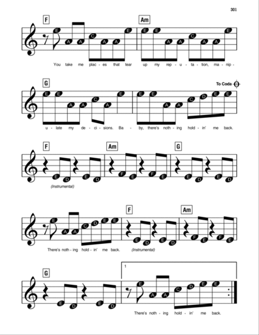There's Nothing Holdin' Me Back Easy Piano scores gallery preview page 3