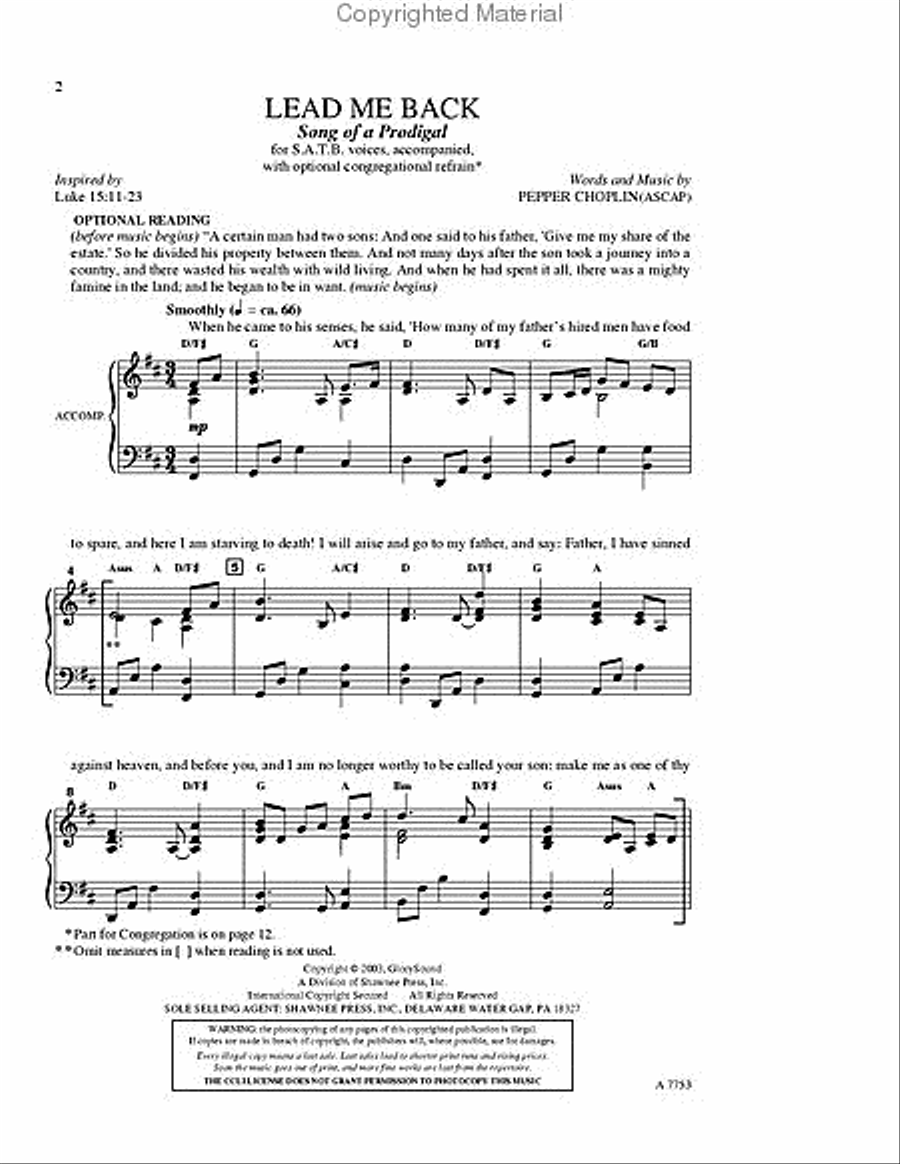 Lead Me Back 4-Part scores gallery preview page 2