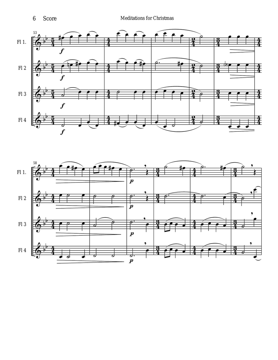 Meditations for Christmas, Russian Chant for Flute Quartet Flute Quartet scores gallery preview page 6