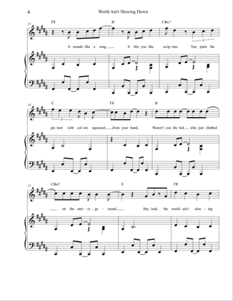World Ain't Slowing Down Piano, Vocal, Guitar scores gallery preview page 4