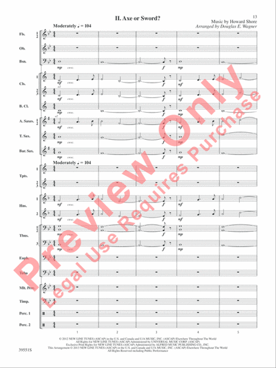 The Hobbit: An Unexpected Journey, Suite from Concert Band scores gallery preview page 14