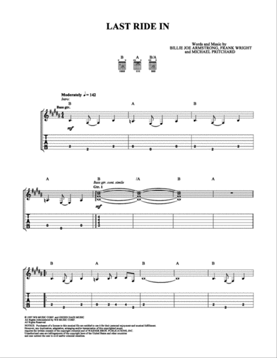 Last Ride In Electric Guitar scores gallery preview page 1