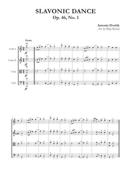 Slavonic Dance Op. 46, No. 1 for String Quartet image number null