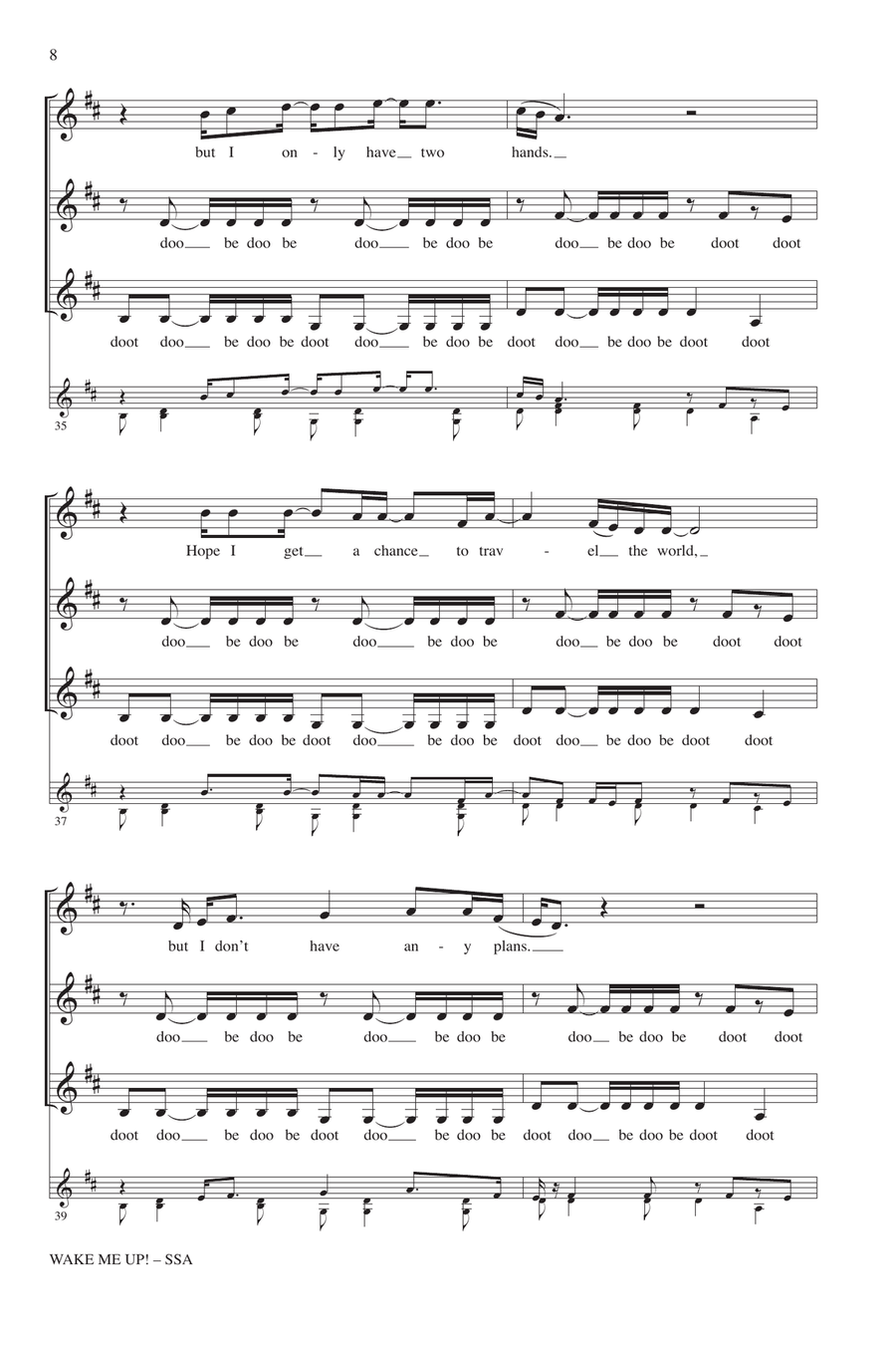 Wake Me Up! (arr. Deke Sharon) SSA scores gallery preview page 6