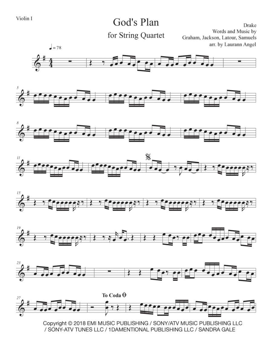 God's Plan String Quartet scores gallery preview page 1