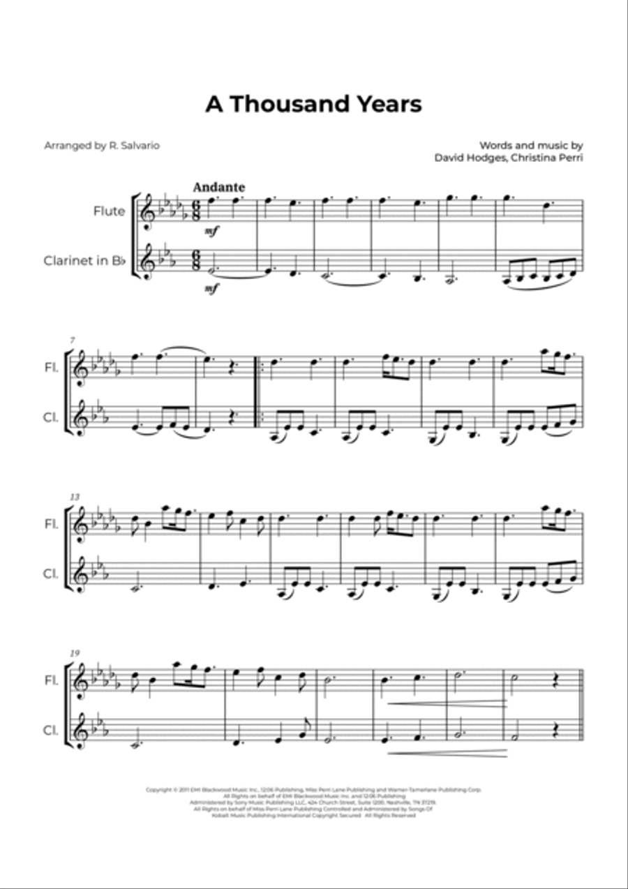 A Thousand Years A Thousand Years Woodwind Duet scores gallery preview page 2