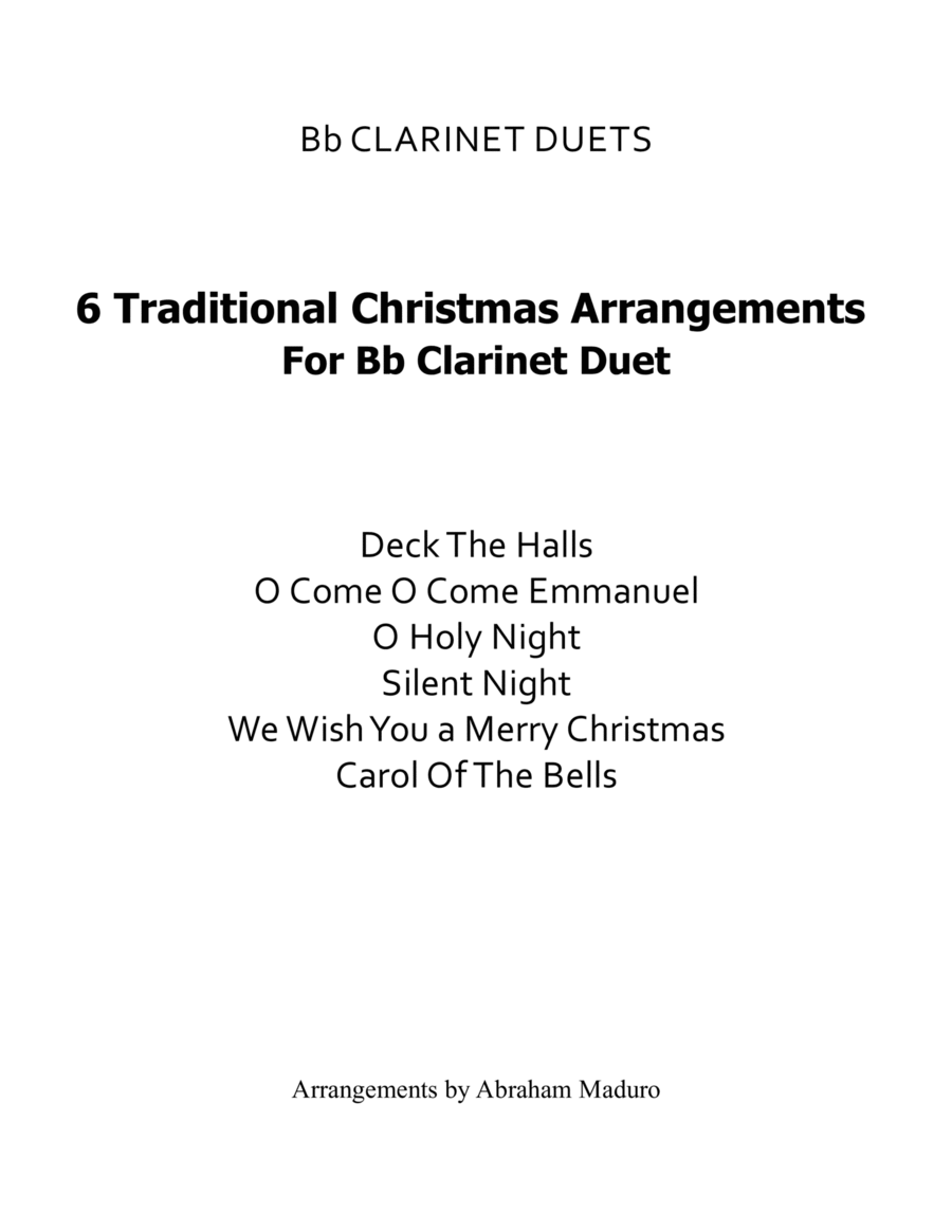 6 Traditional Christmas Arrangements for Bb Clarinet Duets-Score and Parts image number null