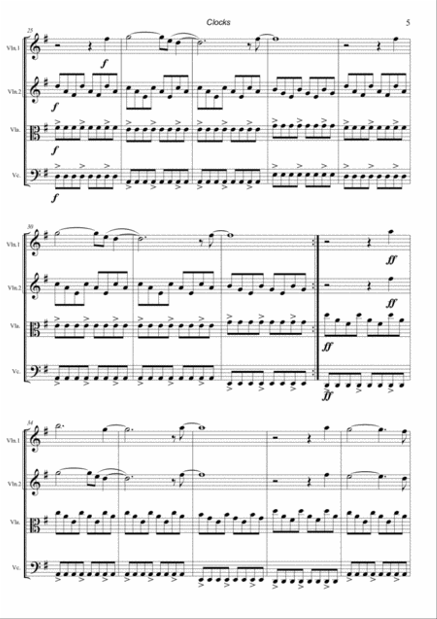 Clocks String Quartet scores gallery preview page 5