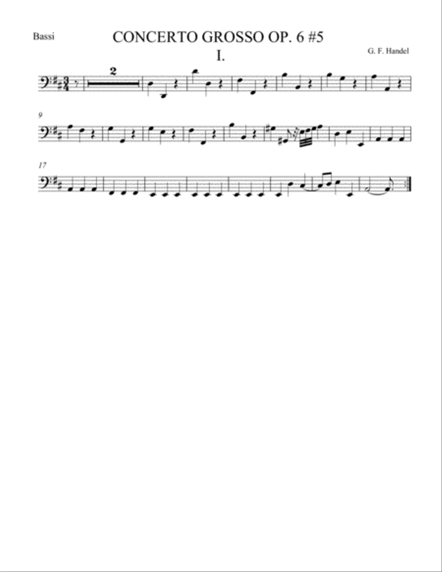 Concerto Grosso Op. 6 #5 Movement I String Orchestra scores gallery preview page 1