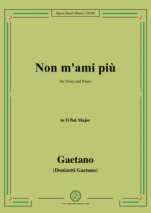Book cover for Donizetti-Non m'ami piu,in D flat Major,for Voice and Piano
