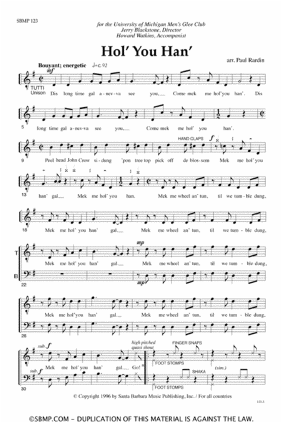 Hol' You Han' - TTBB Octavo TTBB scores gallery preview page 2