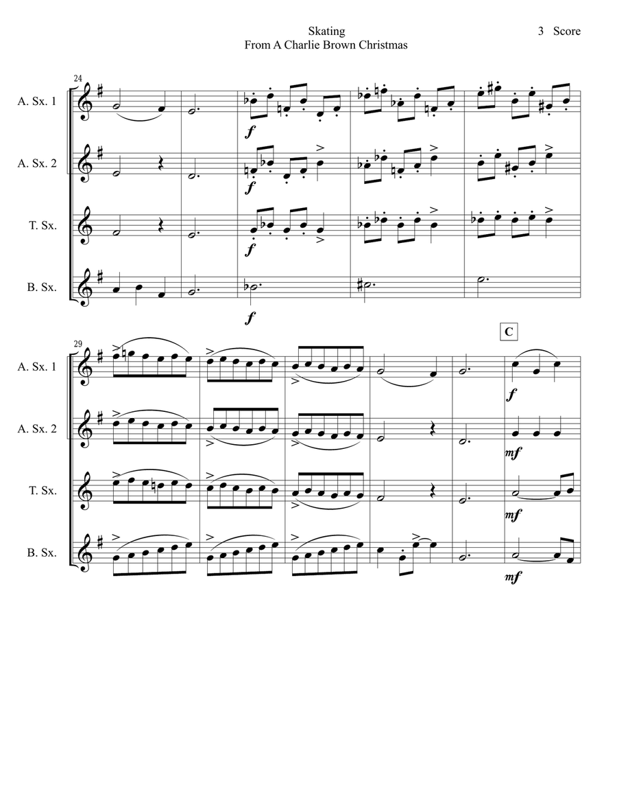 Skating Skating Saxophone Quartet scores gallery preview page 4