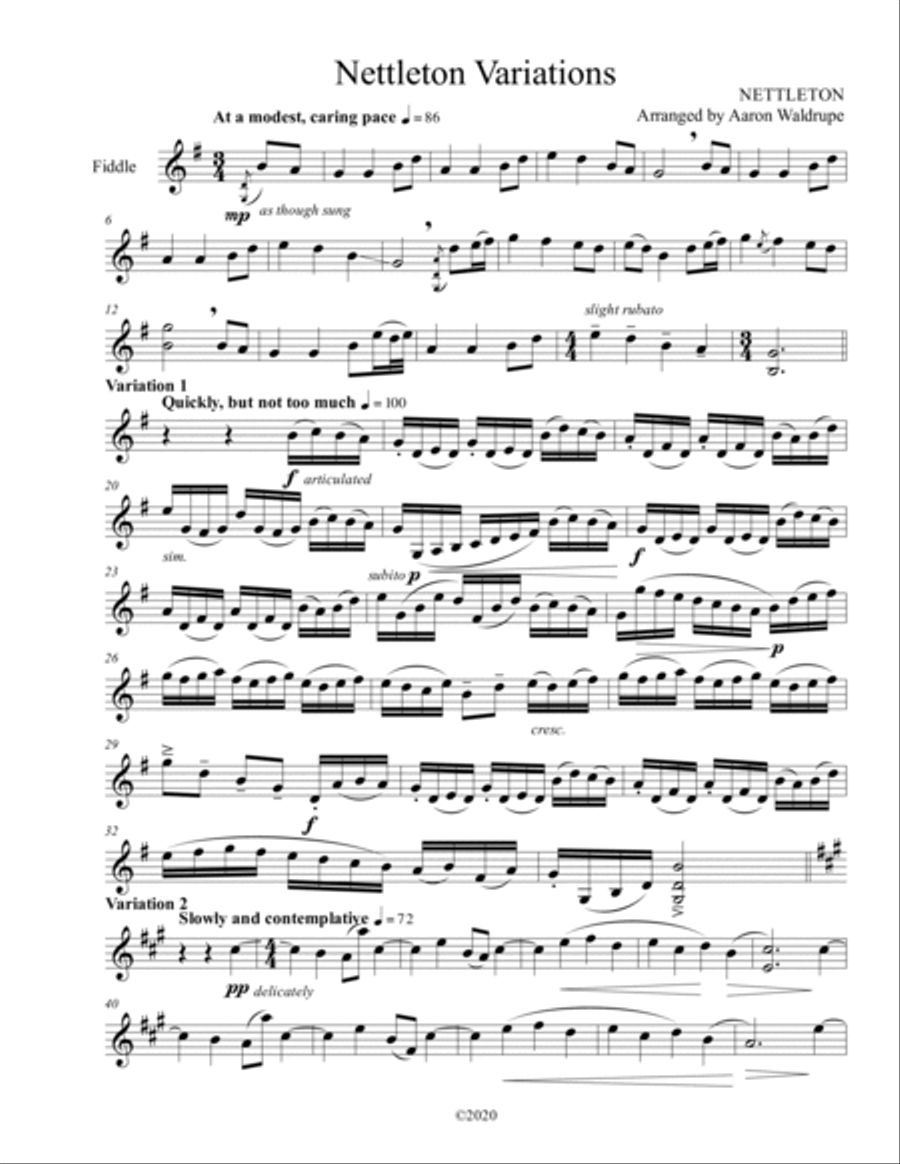 Nettleton Variations - for Fiddle Violin Solo scores gallery preview page 3
