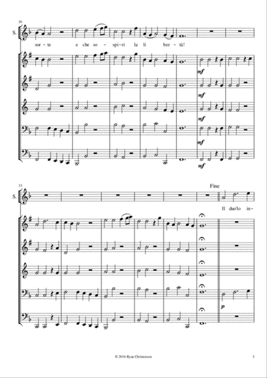 Lascia Ch'io Pianga Small Ensemble scores gallery preview page 3