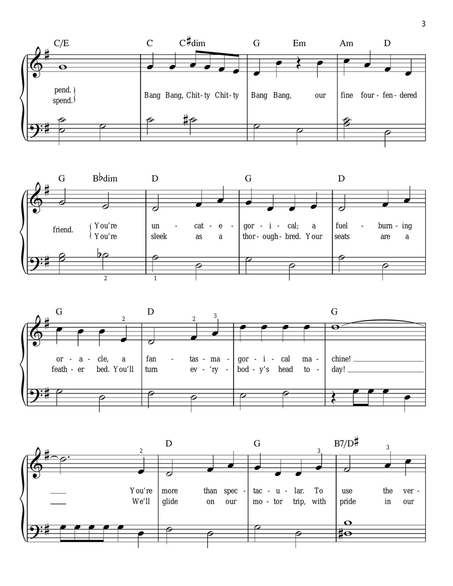 Chitty Chitty Bang Bang Easy Piano scores gallery preview page 3