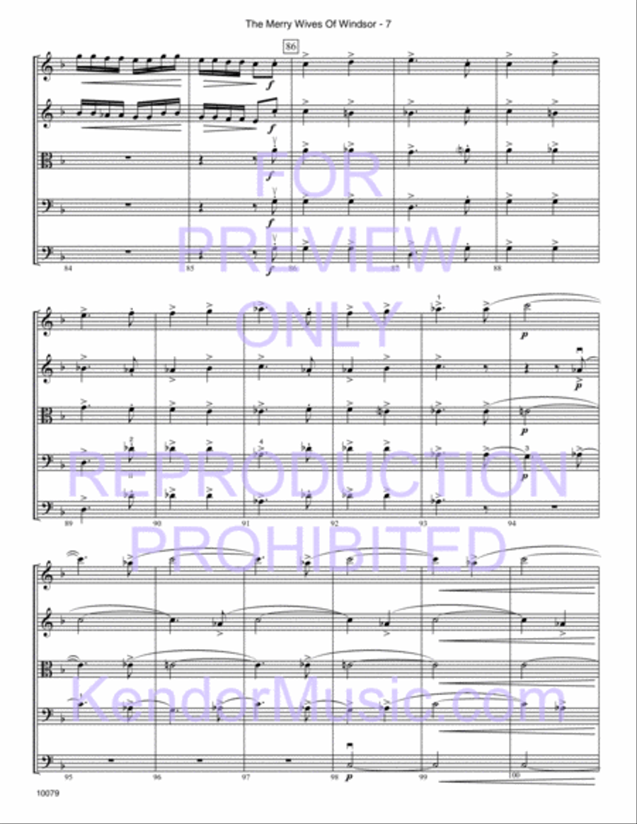 Merry Wives Of Windsor, The (Themes From The Overture) (Full Score) Orchestra scores gallery preview page 9