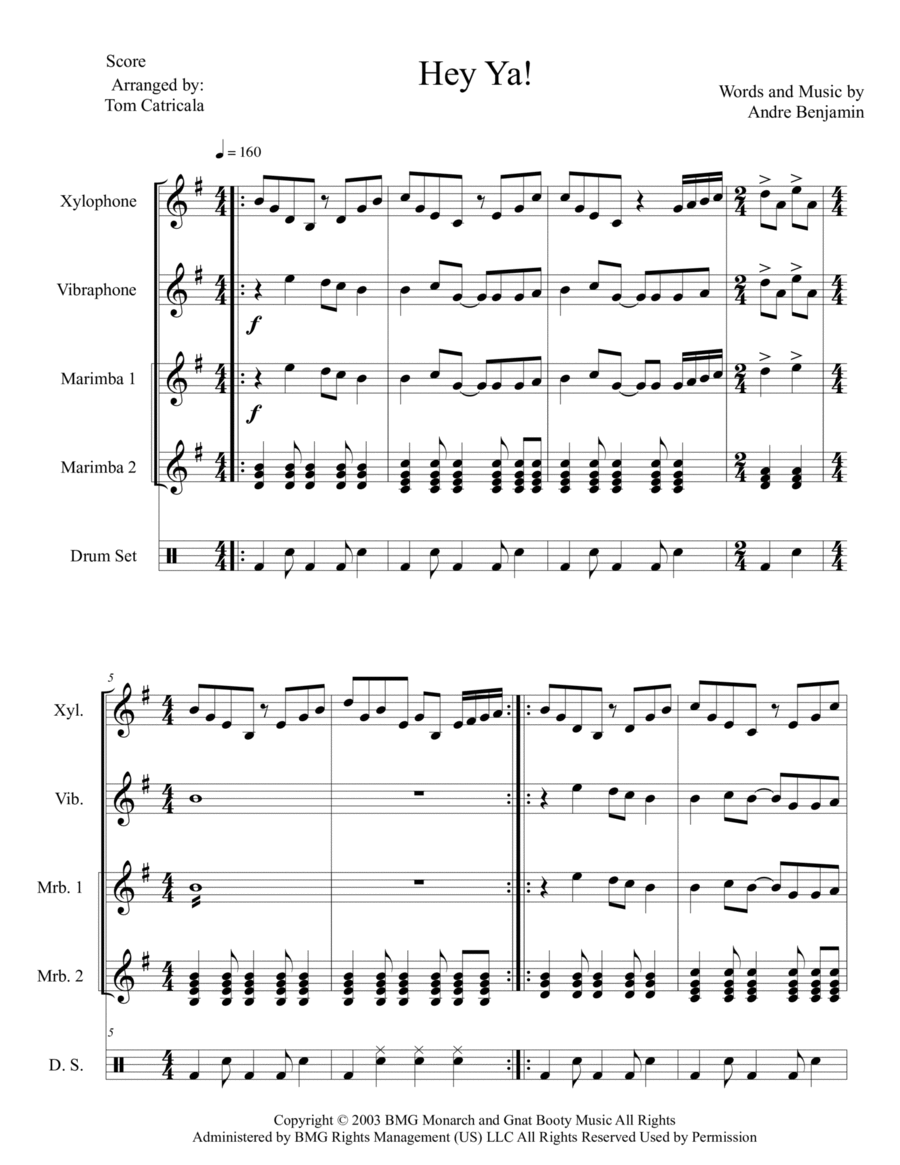 Hey Ya! Percussion Ensemble scores gallery preview page 1