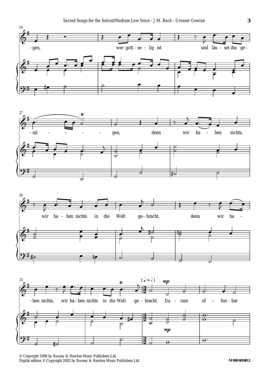Es Ist Ein Grosser Gewinn Piano, Vocal scores gallery preview page 3