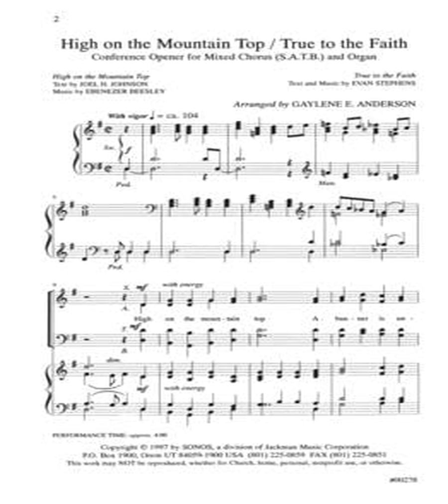 High on the Mountain Top / True to the Faith - SATB 4-Part scores gallery preview page 2