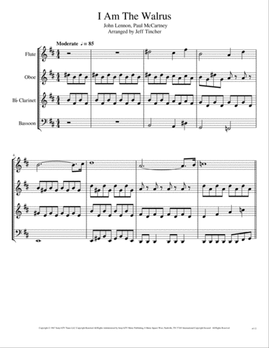 I Am The Walrus Woodwind Quartet scores gallery preview page 2