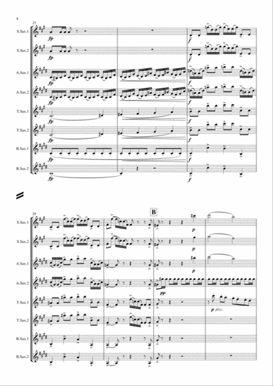 Holberg Suite arranged for Saxophone Ensemble (Octet) Score and Parts Woodwind Ensemble scores gallery preview page 5