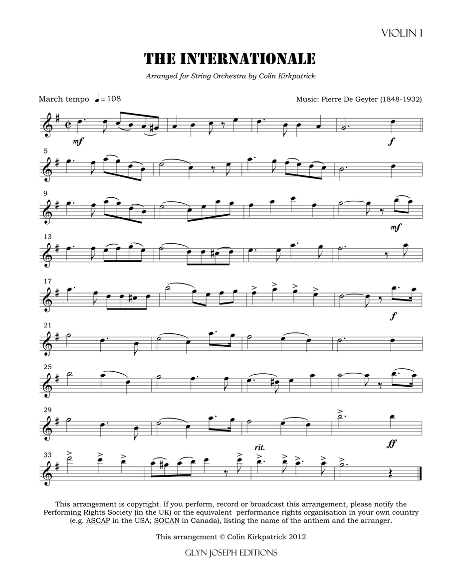 The Internationale (for string orchestra) String Orchestra scores gallery preview page 4