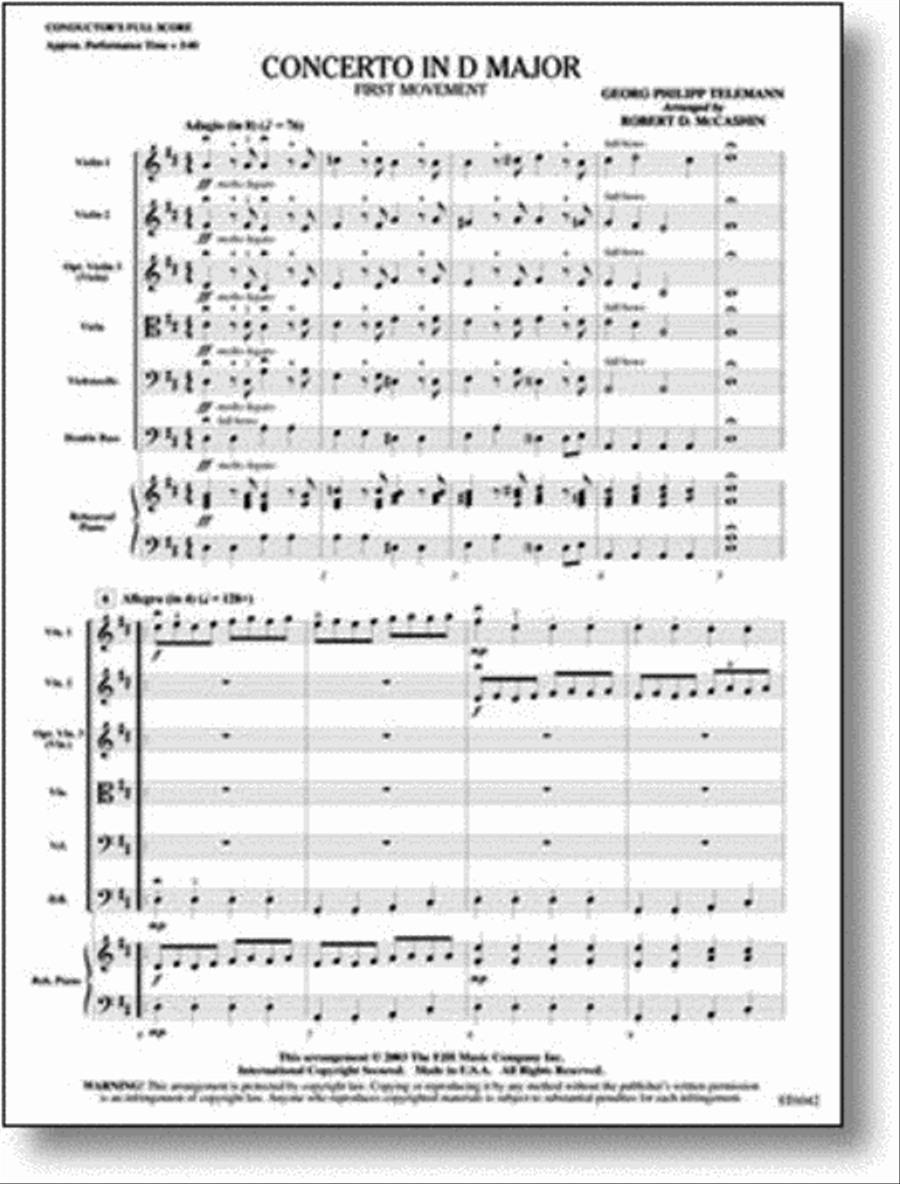 Concerto in D Major Concerto in D Major String Orchestra scores gallery preview page 1