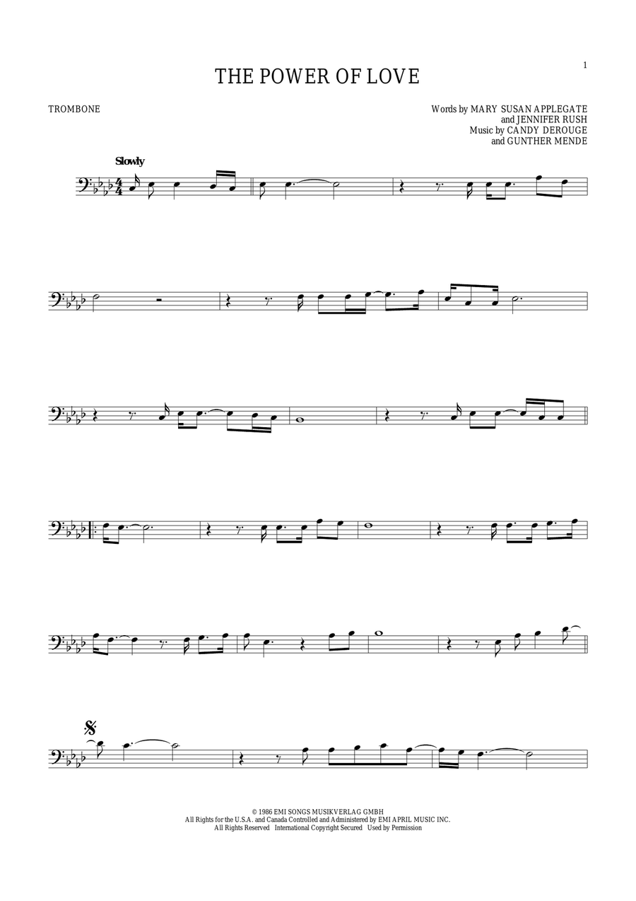 The Power Of Love The Power Of Love Trombone Solo scores gallery preview page 1
