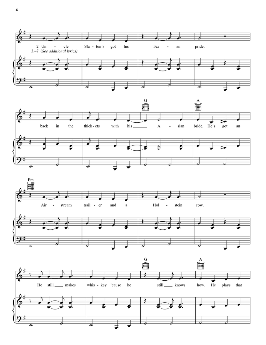 Choctaw Bingo Piano, Vocal, Guitar scores gallery preview page 4