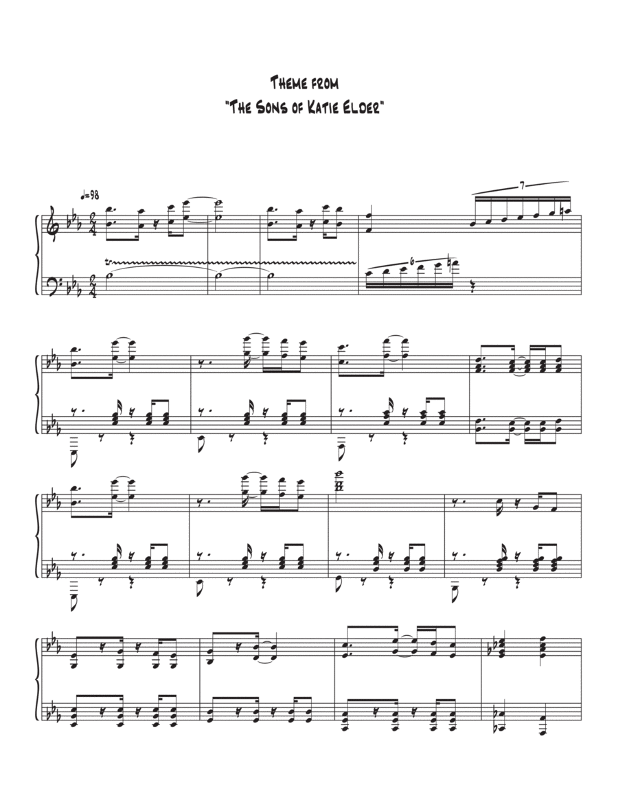 The Sons Of Katie Elder Piano Solo scores gallery preview page 1