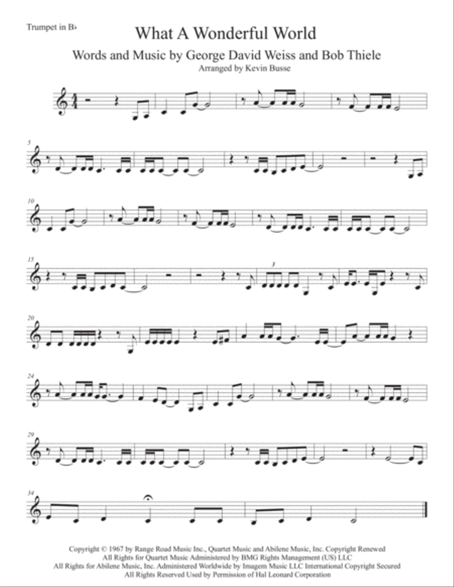 What A Wonderful World Trumpet Solo scores gallery preview page 1